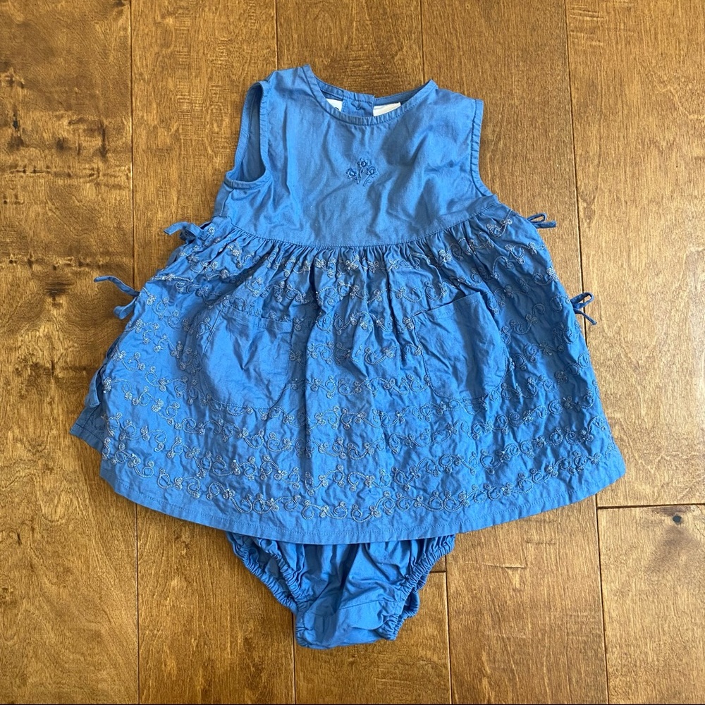 Vintage Jillian’s Closet Embroidered Dress with Bloomers 12 months